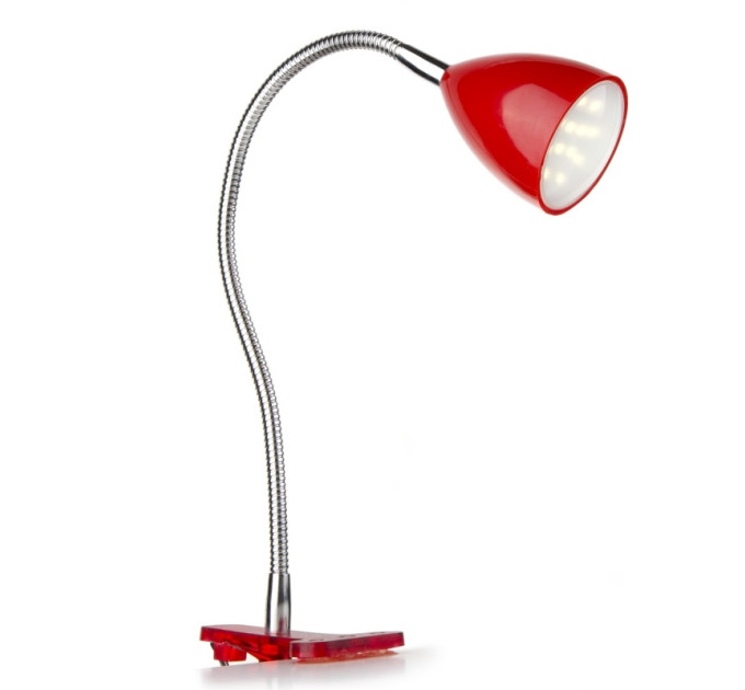 Настільна лампа на гнучкій ніжці на прищепці червона MTL-22 1.8W RED