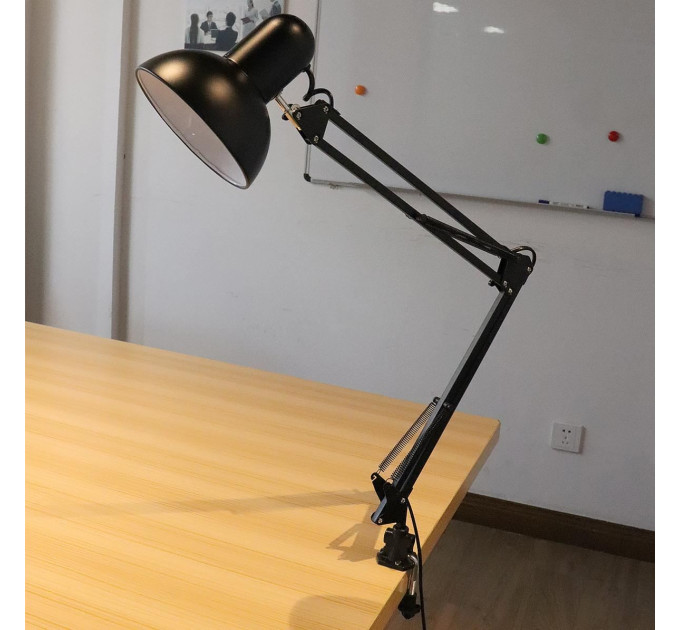 Настільна лампа на гнучкій ніжці на струбцині MTL-07 Black