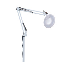 Напольная лампа лупа для косметологов и маникюра LED 8W WH (SL-111F)