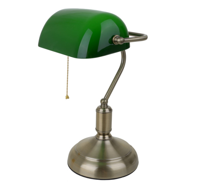 Настольная лампа банковская зеленая MTL-52 E27 AB