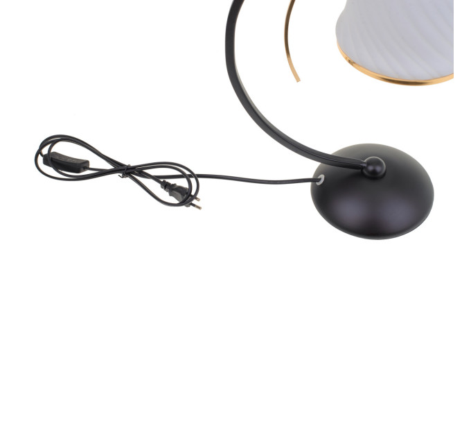 Настільна лампа декоративна чорна з білим LK-710T/1 E27 BK+FG