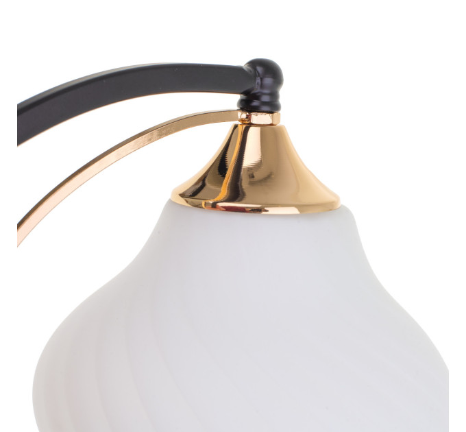 Настільна лампа декоративна чорна з білим LK-712T/1 E27 BK+FG