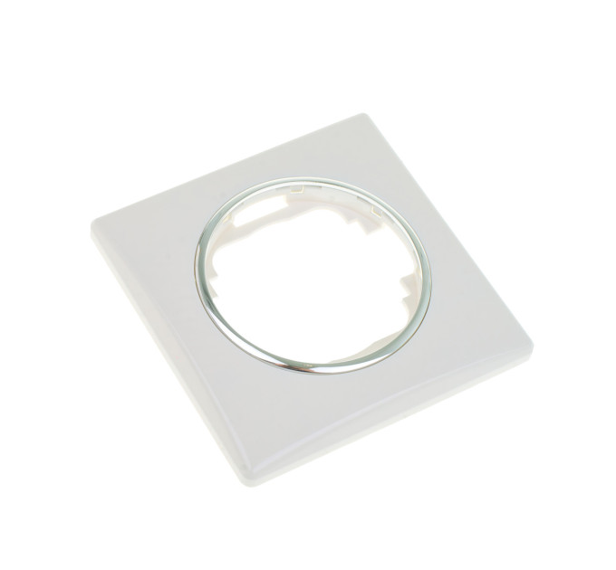 Рамка одинарная белая с кольцом цвета хром WB-1F Wh/Ch