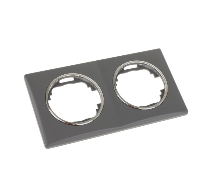Рамка двойная серая с кольцом цвета хром WB-2F Grey/Ch