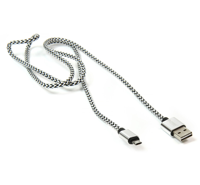 Кабель PowerPlant USB 2.0 AM/Micro B, двухсторонний, 1м, серый