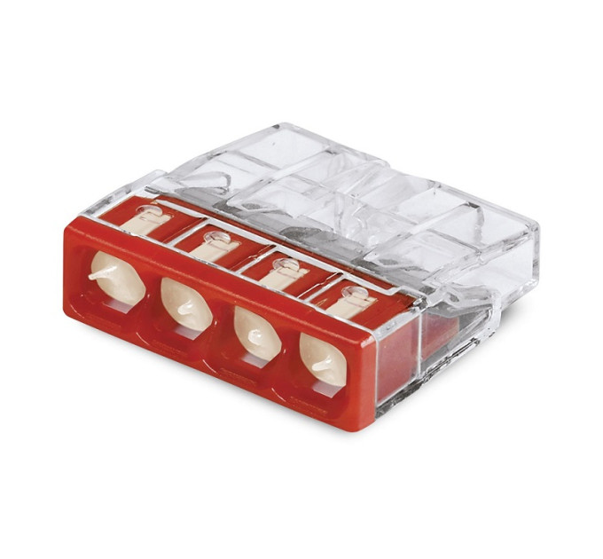 Клемма WAGO COMPACT для распределительных коробок 4X2,5 прозрачная/красная, с пастой