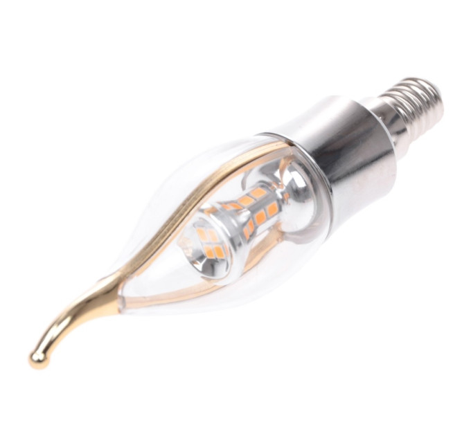 Лампа світлодіодна LED E14 6W 28 pcs WW CL37-A SMD2835 (silver) 220V
