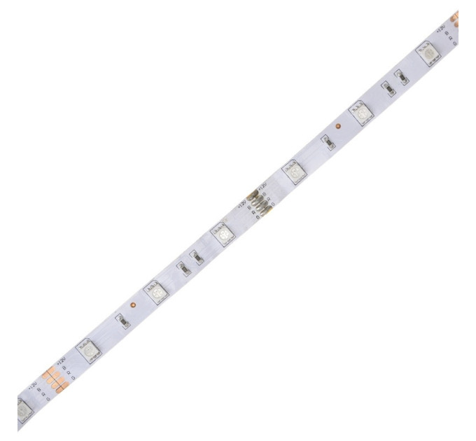 Кольорова LED негерметична стрічка 12V 7.2W 5050 WHITE PCB RGB IP20 1m (BY-024/30)