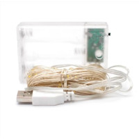 Новорічна гірлянда Роса на батарейках+USB роз’єм 100 LED 10м +USB, білий