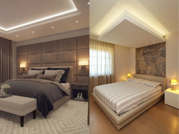 Точечные светильники и ЛЕД подсветка для спален с низкими потолками