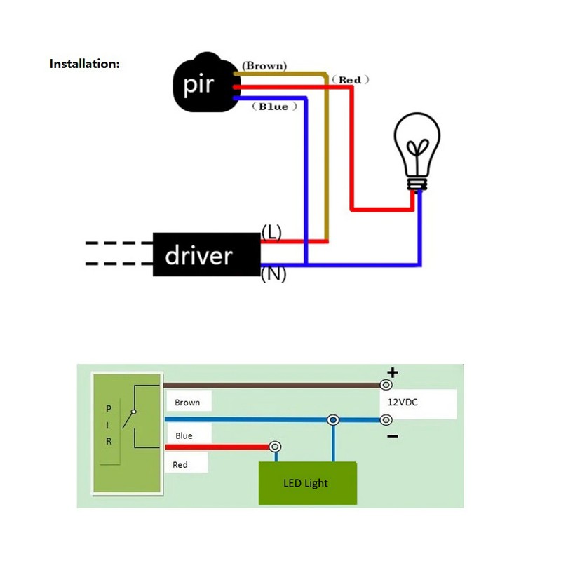 схема підключення датчика руху без вимикача