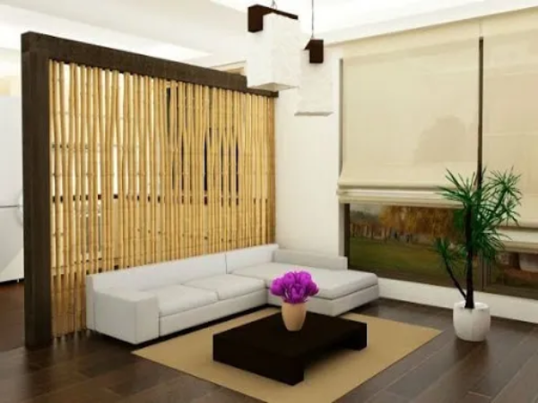 перегородка з бамбука при зонуванні кімнати, фото